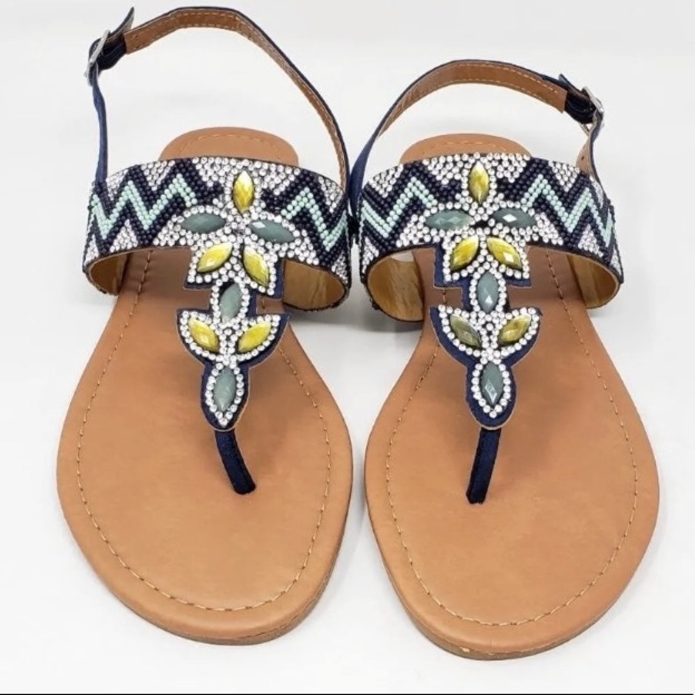 Rhinestone Summer T-Strap Sandals